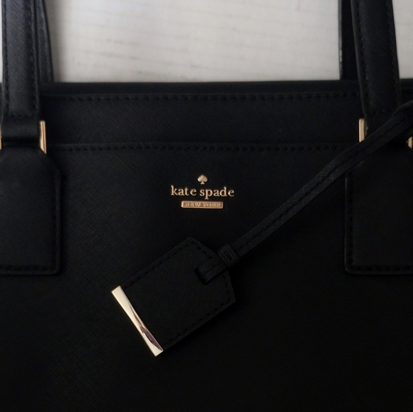 SOLD Kate Spade black leather 3 compartment tote purse shoulder bag - Picture 4 of 16